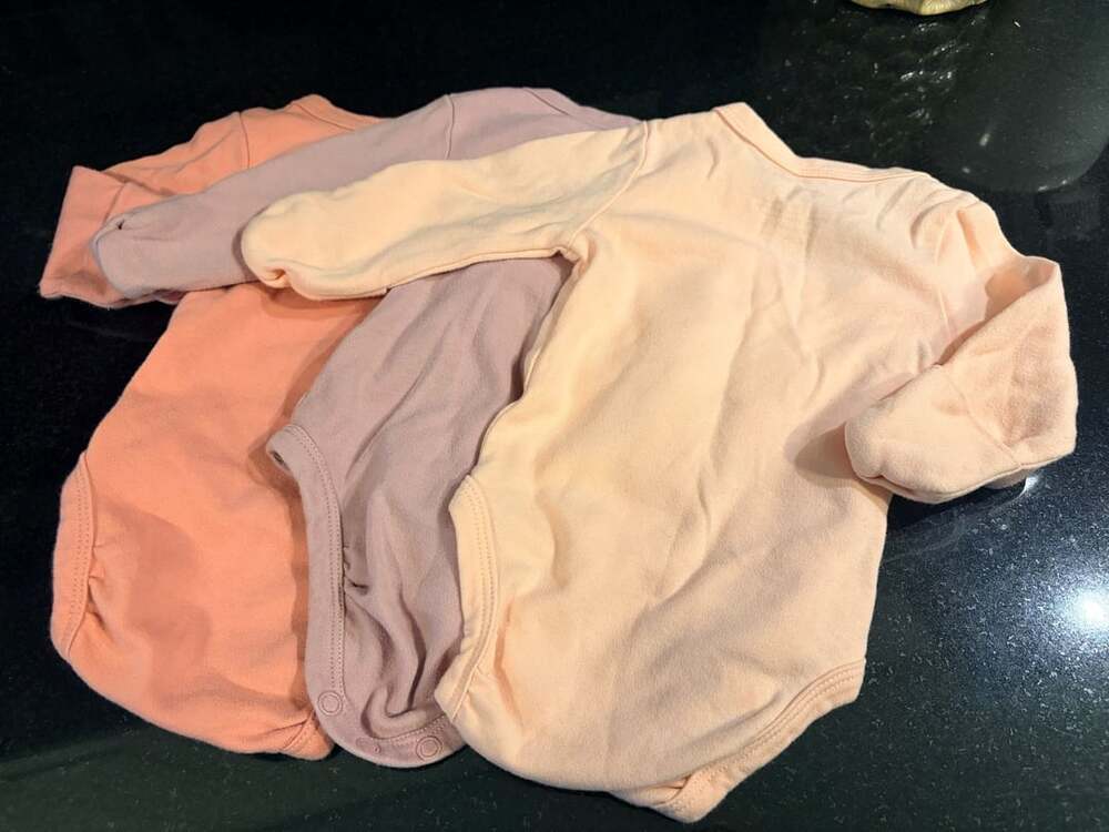 Goobie Baby 100% Cotton Long Sleeve Kimono Bodysuit 3-Pack 0-3 Months